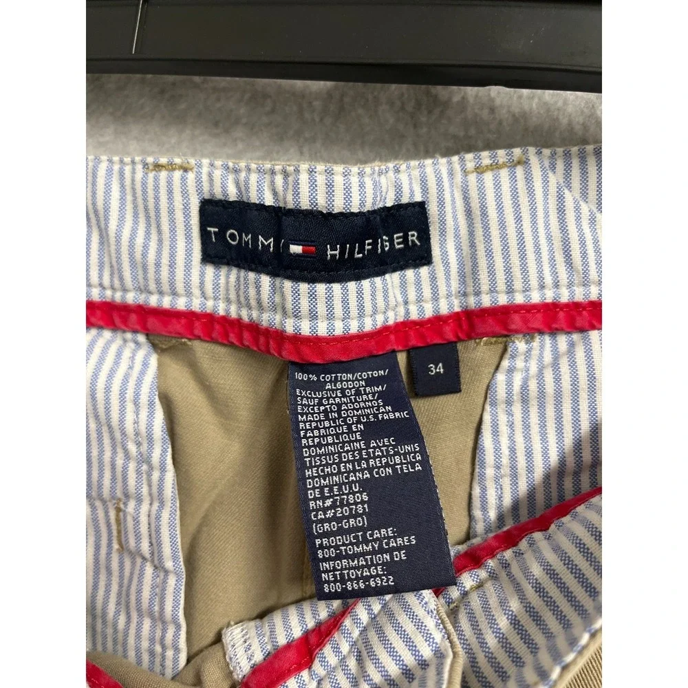 Tommy Hilfiger Chino Shorts Mens 34 Brown Cotton Pleated Front Streetwear Casual